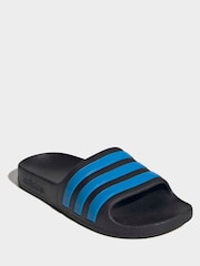adidas Black/Blue Adilette Kids Swim Sandals - Image 3 of 9