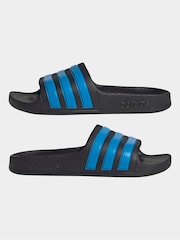 adidas Black/Blue Adilette Kids Swim Sandals - Image 5 of 9