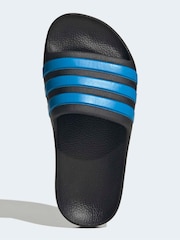 adidas Black/Blue Adilette Kids Swim Sandals - Image 6 of 9