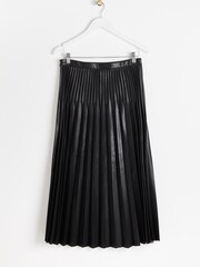 Oliver Bonas Faux Leather Pleated Midi Black Skirt - Image 2 of 5