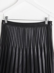 Oliver Bonas Faux Leather Pleated Midi Black Skirt - Image 3 of 5