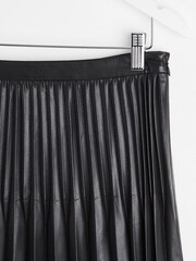 Oliver Bonas Faux Leather Pleated Midi Black Skirt - Image 4 of 5
