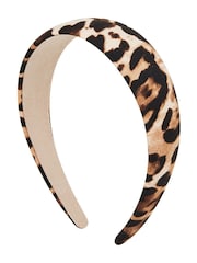 Oliver Bonas Brown Animal Print Ariel Puffy Headband - Image 2 of 4