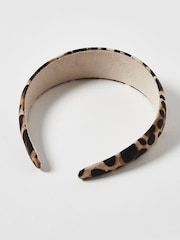 Oliver Bonas Brown Animal Print Ariel Puffy Headband - Image 3 of 4