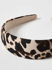 Oliver Bonas Brown Animal Print Ariel Puffy Headband - Image 4 of 4