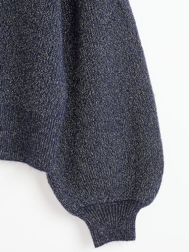 Oliver Bonas Navy Blue Sparkle Knitted Cardigan - Image 8 of 8