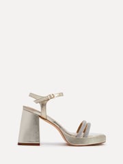 Linzi Gold Xandra Faux Leather Diamante Platform Sandals - Image 2 of 5