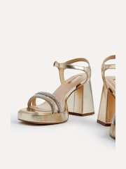 Linzi Gold Xandra Faux Leather Diamante Platform Sandals - Image 4 of 5