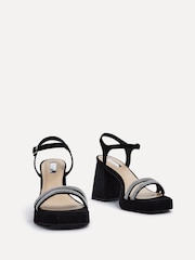 Schwarz - Linzi Xandra Plateausandalen aus Kunstleder mit Diamantbesatz - Bild 3 von 5