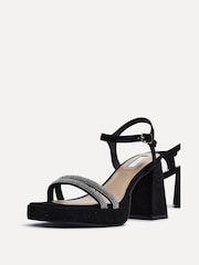 Schwarz - Linzi Xandra Plateausandalen aus Kunstleder mit Diamantbesatz - Bild 4 von 5