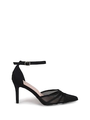 Linzi Black Serri Court Stiletto Heels With Mesh Front Detail - Image 2 of 4