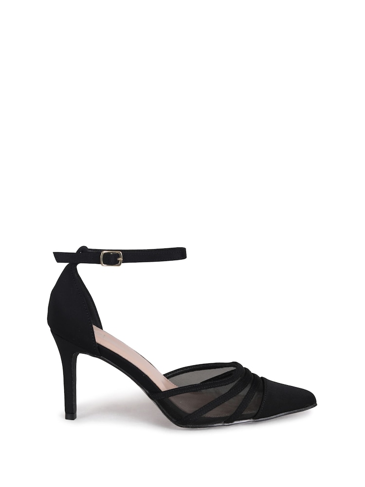 Linzi Black Serri Court Stiletto Heels With Mesh Front Detail - Image 2 of 4