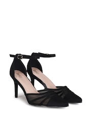 Linzi Black Serri Court Stiletto Heels With Mesh Front Detail - Image 3 of 4