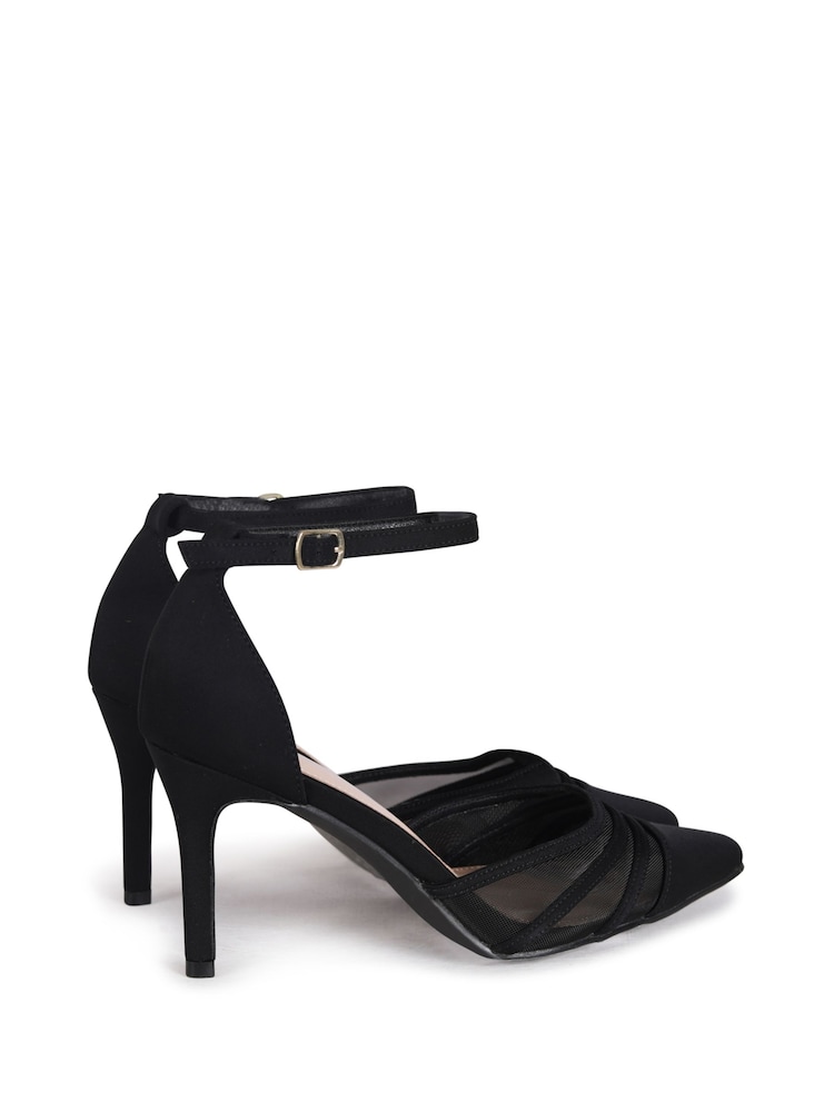 Linzi Black Serri Court Stiletto Heels With Mesh Front Detail - Image 4 of 4