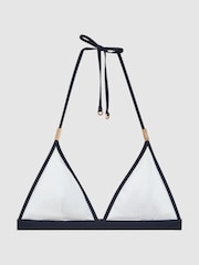 Reiss White/Navy Rutha Triangle Halterneck Bikini Top - Image 2 of 4