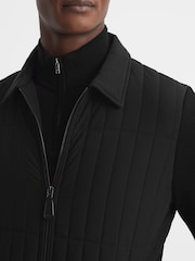 Reiss Black Tosca Hybrid Knit and Quilt Jacket - Image 4 of 5