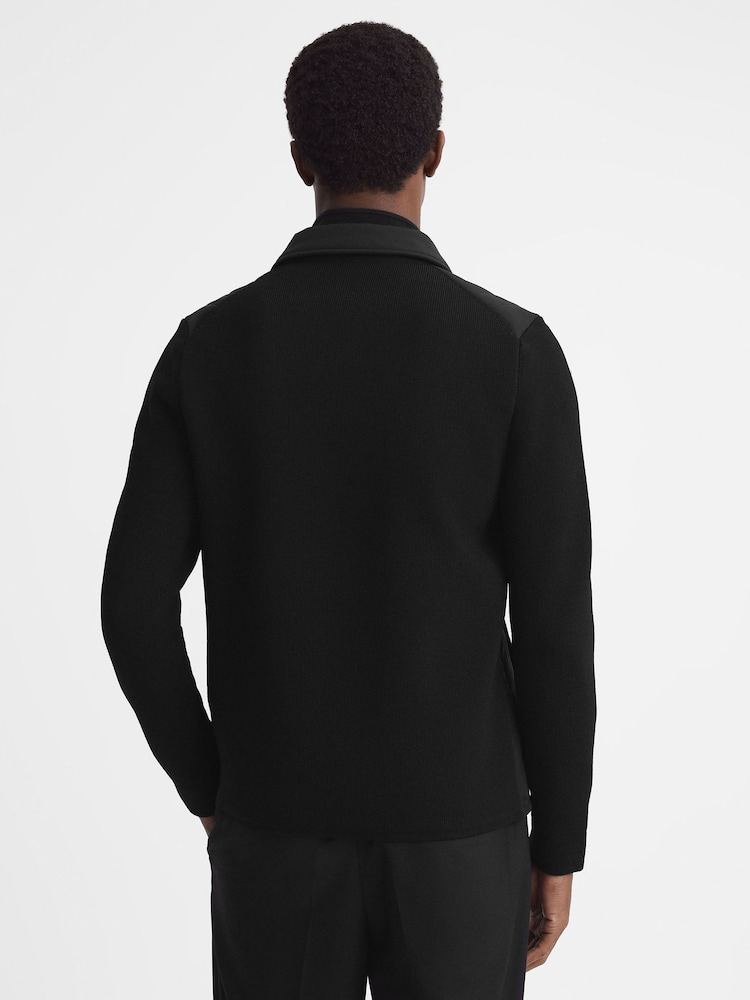 Reiss Black Tosca Hybrid Knit and Quilt Jacket - Image 5 of 5