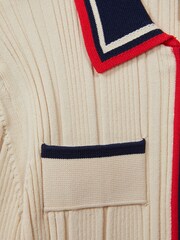 Reiss Camel Annie 13-14 yrs Ribbed Colourblock Mini Dress - Image 3 of 5