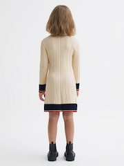 Reiss Camel Annie 13-14 yrs Ribbed Colourblock Mini Dress - Image 4 of 5