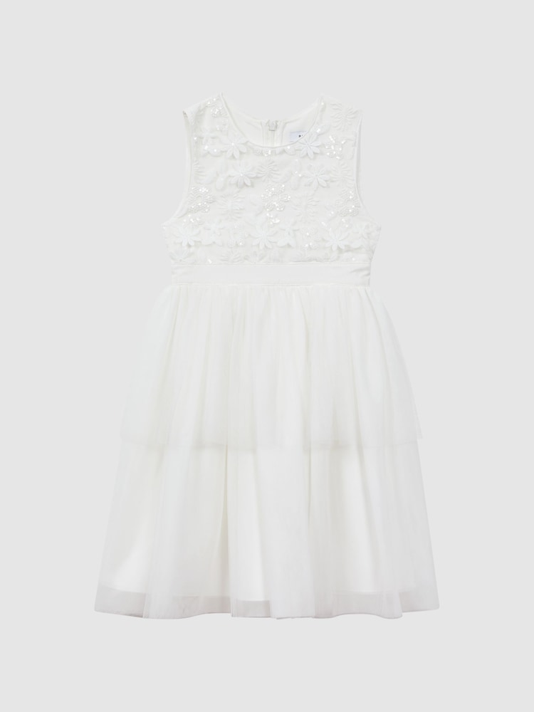 Reiss Ivory Rocha 13-14 yrs Embellished Tulle Dress - Image 2 of 8