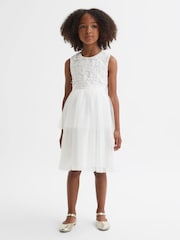Reiss Ivory Rocha 13-14 yrs Embellished Tulle Dress - Image 3 of 8