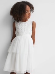 Reiss Ivory Rocha 13-14 yrs Embellished Tulle Dress - Image 4 of 8