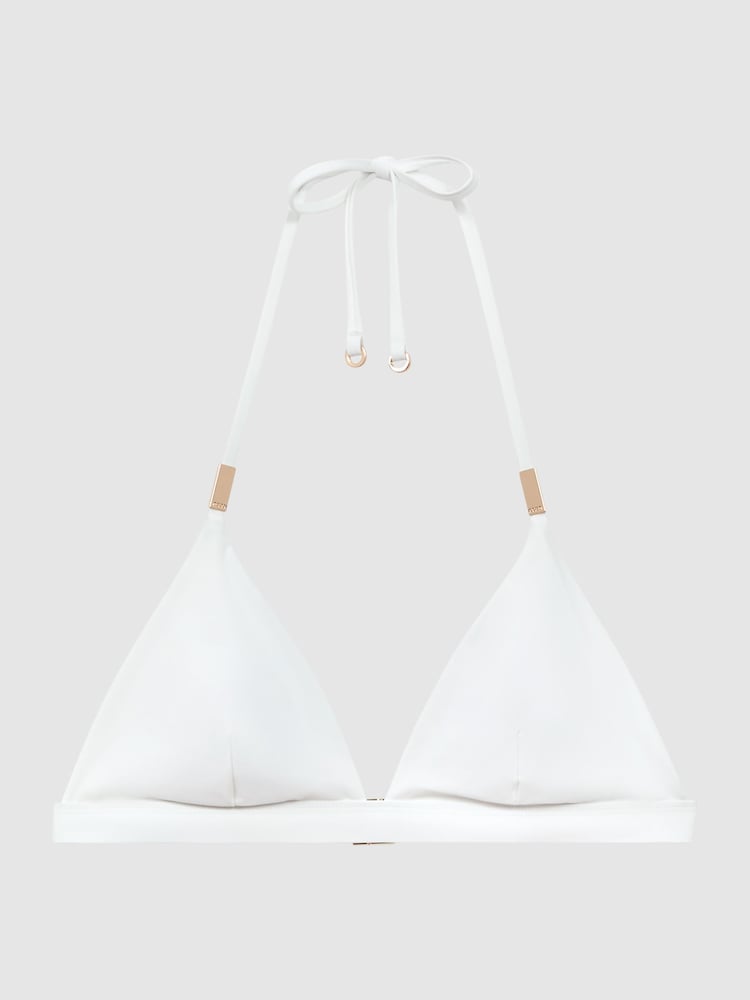 Reiss White Ripley Triangle Halterneck Bikini Top - Image 2 of 5