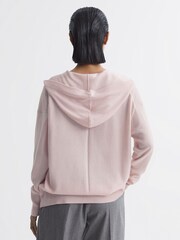 Reiss Light Pink Evie Wool Blend Hooded Cardigan - Image 5 of 5