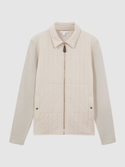 Reiss Stone Tosca Hybrid Knit and Quilt Jacket - Image 2 of 6
