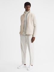 Reiss Stone Tosca Hybrid Knit and Quilt Jacket - Image 3 of 6