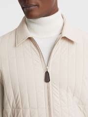 Reiss Stone Tosca Hybrid Knit and Quilt Jacket - Image 4 of 6