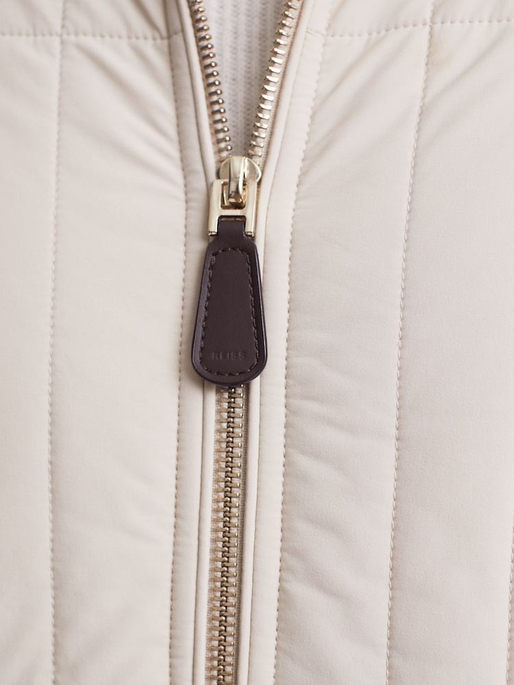 Reiss Stone Tosca Hybrid Knit and Quilt Jacket - Image 6 of 6
