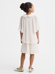 Reiss Ivory Nadia Teen Pleated Collared Tiered Dress - Image 6 of 7
