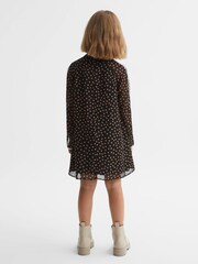 Reiss Black Kate 13-14 yrs Polka Dot Tie Neck Mini Dress - Image 5 of 6