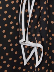 Reiss Black Kate 13-14 yrs Polka Dot Tie Neck Mini Dress - Image 6 of 6