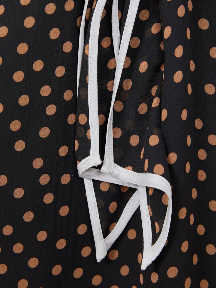 Reiss Black Kate 13-14 yrs Polka Dot Tie Neck Mini Dress - Image 6 of 6