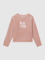 Reiss Pink Robin 13-14 yrs Velour Sequin Motif Jumper - Image 2 of 6