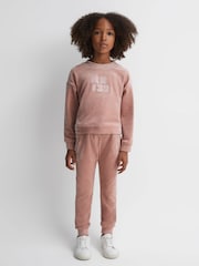 Reiss Pink Robin 13-14 yrs Velour Sequin Motif Jumper - Image 4 of 6