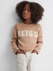 Reiss Camel Emefa 13-14 yrs Wool Blend Motif Jumper - Image 4 of 6