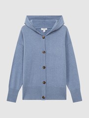 Reiss Indigo Evie Wool Blend Hooded Cardigan - Image 2 of 5