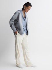 Reiss Indigo Evie Wool Blend Hooded Cardigan - Image 3 of 5