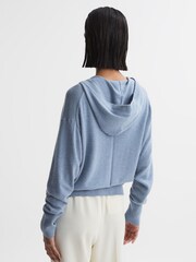 Reiss Indigo Evie Wool Blend Hooded Cardigan - Image 5 of 5