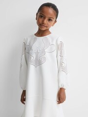 Reiss Ivory Toya Teen Floral Embroidered Dress - Image 3 of 7