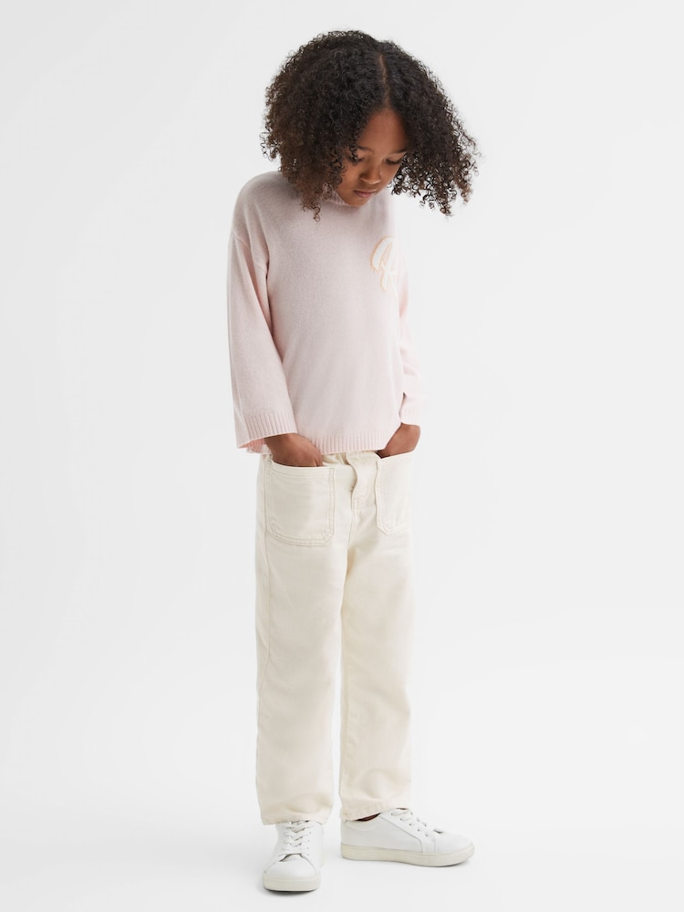 Reiss Ecru Elodie 13-14 yrs High Rise Elasticated Jeans - Image 1 of 6