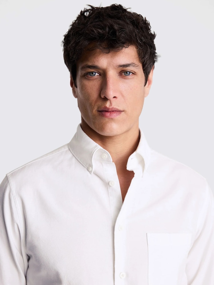 MOSS White Washed Oxford 100% Cotton Shirt - Image 4 of 6
