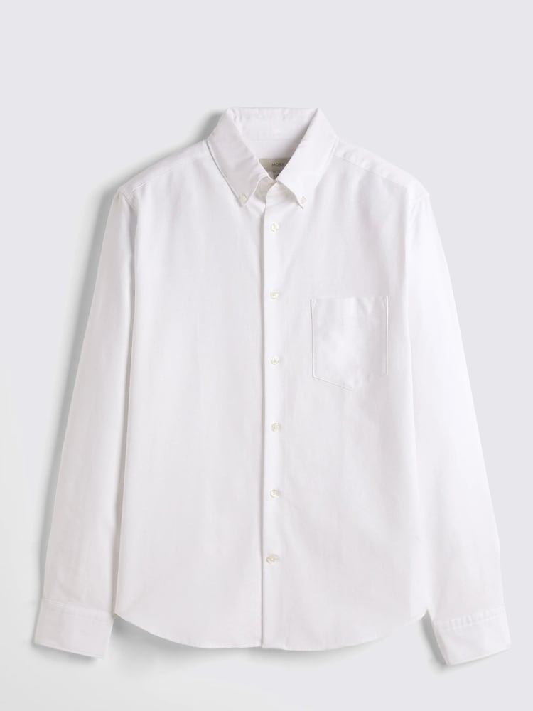 MOSS White Washed Oxford 100% Cotton Shirt - Image 5 of 6