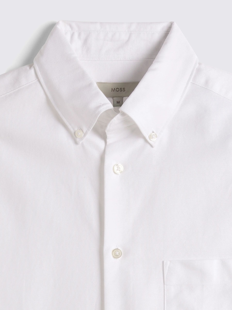 MOSS White Washed Oxford 100% Cotton Shirt - Image 6 of 6