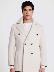MOSS Natural Peacoat Coat Jacket - Image 6 of 8