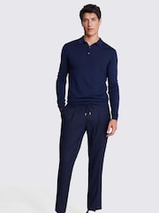 MOSS Blue Merino Polo Shirt - Image 2 of 5