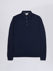 MOSS Blue Merino Polo Shirt - Image 4 of 5